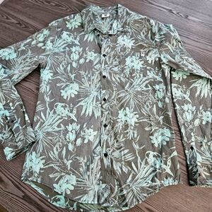 DC Brand Men's Button-Up Tropical Themed Long Sleeve Shirt Size M